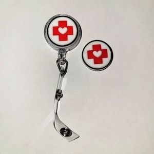 Cross Medical Symbol Retractable Badge & Jibbitz Charm
